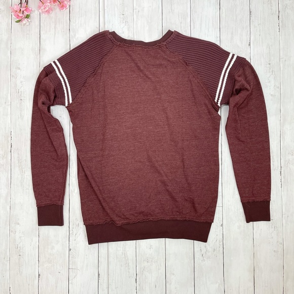 Dear John Raw Edge Seam Maroon Sweater - Picture 4 of 4